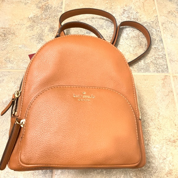 KATE SPADE MEDIUM BACKPACK JACKSON LEATHER BROWN - Picture 4 of 8